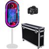 PAAFNN Specchio ellittico per cabina fotografica selfie, con cornice a LED, portatile, touch screen da 21,5, per feste, eventi, matrimoni, con luce RGB (bianco, cabina fotografica + fotocamera)