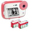AgfaPhoto AGFA PHOTO Realikids Instant Cam + 6 rotoli di carta termica ATP3WH aggiuntivi - Fotocamera istantanea per bambini, schermo LCD da 2,4, batteria al litio, specchio selfie e filtro fotografico, Rosa