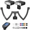 Godox MF12-K2 2PCS Macro Flash 2.4G Guida di controllo della trasmissione wireless N. 16 Modalità TTL M con filtro colorato Slitta fredda con trasmettitore trigger flash e supporto flash