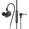 Luojuny Cuffie con cancellazione del rumore Cuffie cablate Quad Core Driver dinamico da 8 mm Tipo C/Spina da 3,5 mm Auricolare con microfono Subwoofer pesante Cuffie con gancio per l'orecchio Nero Ti