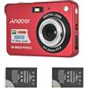 Juroupi Giuraupi 18m 720p Videocamera per Fotocamera Digitale HD con Batterie Ricaricabili da 2 Pezzi 8x Zoom Digitale Zoom Anti-shake da 2,7 Pollici Regalo per Bambini LCD (Rosso)
