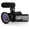 LEPREM Videocamera per vlogging 4K Portable Video Camera Camcorder 4K 48MP WiFi Digital Video Camera Camcorder With External Microphone And 0.39X Wide Angle Lens 3.0 Inch Screen Adatto per la registrazione d