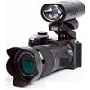 DMETE Obiettivo grandangolare for videocamera HD da 33 MP + teleobiettivo 24X + LED + set treppiede Regalo per principianti(Type)