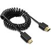 Topcine Cavo a spirale HDMI A a C, cavo HDMI 2.0 4K 60P, cavo a spirale HDMI maschio a HDMI maschio,
