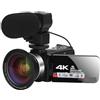 DMETE Videocamere UHD 4K Vlog Live Streaming Webcam Videocamera digitale esterna Registratore portatile Blogger 18X Regalo per principianti(128G SD Card,NA-U600-LT)