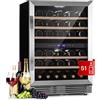 KLARSTEIN Cantinetta Vino Refrigerata a Zona Doppia per Interno/Esterni, Frigo Bar, Cantina Vino con Porta in Vetro, Mini Frigo Silenzioso, Frigorifero Piccolo Touch Control, 5-20°C, 51 Bottiglie