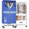 Kiseely Asciugatrice portatile con timer, 60 pollici armadio di asciugatura con grande capacità, asciugatrice elettrica/rack per la casa | Appartamenti (blu IM5)