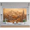 My Photostation.com Myphotostation, paraspruzzi in vetro per stufa, 101,5 x 51 cm, in bronzo con scena della foresta di montagna, paraschizzi in vetro temperato, paraschizzi in vetro per cucina, protezione da parete per