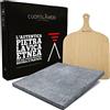CUORE LAVICO - KIT PIETRA REFRATTARIA IN PIETRA LAVICA ETNEA PER PIZZA 39X35X2 CM + PALA PER FORNO A GAS, ELETTRICO E BARBECUE PER PANE E PINSA - MADE IN ITALY