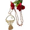 Sorelle Frappalà Collana artigianale fatta a mano all'uncinetto con filato prezioso Lurex, cristalli ambra e pendente in Zama a lisca di pesce, chiusura con bottone in cristallo. Pezzo unico. Idea regalo donna.
