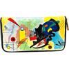 Arte Lisanti Portafoglio da donna in pelle dipinta a mano - BLU, GIALLO, ROSSO DI KANDINSKIJ - Portafogli Donna, Vera Pelle, Made in Italy, Chiusura con cerniera, Porta carte credito, Lavorazione Artigianale