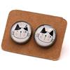 Handmade Orecchini Gatto Bianco e Nero - Orecchini in acciaio - Orecchini anallergici - Orecchini Gatto