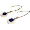 Lydée Déco Orecchini in madreperla resina ottone oro 24 carati blu bianco