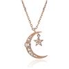 Meissa Collana della luna per le donne Collana della mezzaluna in argento sterling Ciondolo delle fasi lunari Girocollo in oro rosa plissettato, Oro rosa