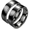 Ihanskio Personalizzato Anello Per Le Coppie Onda Della Banda Modello Anelli All'Interno Può Inciso Di Nozze Promessa Anelli Di Fidanzamento (Schwarz-fingerprint-8mm/6mm,Custom)
