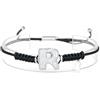 ibamboli il gioiello degli affetti ibamboli - bracciale cordino nautico con iniziale R in argento e zirconi (Bianco)