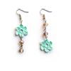 Generic Orecchini fiore lunghi asimmetrici in pizzo con cristalli di vetro, verde/grigio, artigianali, Gioielli tessili/all'uncinetto, Made in Italy, Bijoux da donna, Lavorazione Artigianale
