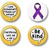 Generic Dementia Badge Set, Alzheimers Badge Set, 4 Badges, Badge Packs, 32mm, I Have Dementia, I Have Alzheimers, Be kind, Everything will be ok, Awareness ribbon badge, Memory Loss (Alzheimers Badge Set)