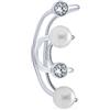 Bling Jewelry Orecchino a elica con avvolgimento a spirale geometrica in filo, cristallo bianco, perla simulata, per cartilagine, per donna, in argento sterling .925