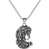 Aroncent Medusa Collana con testa di serpente vichinga: da uomo e da donna, antica mitologia greca mistica, ciondolo a forma di serpente, collana rune, amuleto gotico punk nordico gioielli in argento,