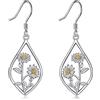 VONALA Orecchini in argento Sterling 925 con margherita a forma di girasole e cardo scozzese, con fiore a forma di fiore pendente, orecchini a goccia, Argento Sterling, Senza pietra