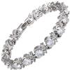 RIZILIA BLOSSOM Bracciale Tennis Zirconi Bianchi per Donna — Placcato Oro Bianco 18K, Pietra Portafortuna Aprile, 6mm, 18cm, Scatola Regalo