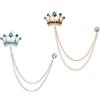PATIKIL Spille a catena da appendere a corona, spille da bavero con strass, 6.2cm, Lega di acciaio, Nessuna pietra preziosa