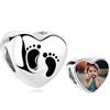 Gaosh Cuore Ciondolo Charms 925 Argento Sterling Charms Personalizzata con Foto per Bracciale Collana Regalo Donna Mamma Nonna (Stile 11)