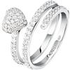 Morellato Anello Donna in argento 925 riciclato, Zirconi, Collezione NOBILE, Spirale, Cuore, Pavé