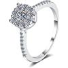 Stfery Anello di fidanzamento da donna in argento 925, senza nichel, moissanite bianca, elegante, idea regalo, 12 (16,6), Moissanite