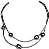 perlascarel Collana di perle coltivate barocche grigie, in cuoio naturale grigio e argento Sterling, confezione regalo