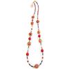 VENEZIA CLASSICA - Collana da Donna lunga con perle in Vetro di Murano Originale, Collezione Linde, rosso con foglia in oro 24kt, Made in Italy certificato