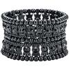 Szxc Bracciale elastico da donna con strass, adatto per polsi da 16,5 cm a 19,8 cm, senza piombo e nichel, 7 5 inch, Lega, Cristallo