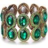 EVER FAITH Braccialetto Donna, Rhinestone Cristallo Art Deco Sposa Nozze Elastico Elasticità Bracciale Verde Oro-Fondo
