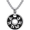 HIJONES Uomo Acciaio Inossidabile Buddismo Mantra Tondo Charm Ciondolo Collana Argento