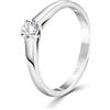EDELIND Anello solitario diamante 0.20 ct Oro Bianco 18K 750 Anello Donna con Diamante taglio Brillante Anello di Fidanzamento Ø 50 mm con scatola regalo