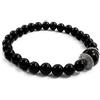 La Filigrana delle Sorelle Manunta Bracciale Elastico con Su Coccu centrale, calotte in Argento CORBULA Sarda, finitura brunita, pietre in Onice
