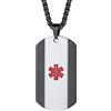 PROSTEEL Emergenza Collana Personalizzata Stella di Vita Rossa Informazioni Persnali Mediche Urgenti, Lunghezza Regolabile, Acciaio Inossidabile, Argento Nero Oro - Incisione Gratis