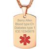 PROSTEEL Emergenza Medica Stella di Vita Rossa Collana Pendente Personalizzata Informazione Medica Nome ICE Numero, Catena Regolabile, Acciaio Inossidabile, Oro Rosa - Incisione Gratis