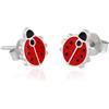 Sakrami Orecchini in Argento 925 con Coccinella Smaltata - Kids Collection + Confezione Regalo Personalizzata - per Bambini, Ragazze - Idea Regalo per Nascita, Battesimo, Comunione, Compleanno