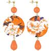 IN Lebole Collezione The Circle Fiore Bianco Orecchini da Donna in Ottone Pietra Arancione