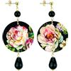 IN Lebole Collezione The Circle DPOR93 Fiore Bianco Orecchini da Donna in Ottone Pietra Nero