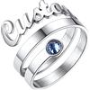 U7 Anello Donna Personalizzato con Nome, 05 Stile Anello Regolabile Donna in Acciaio, Tre Strati Anello Argento con Pietra Portafortuna, Originale Gioielli per Donna Ragazza