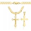 AMAR Collana da Uomo 585/925 Massiccia - Collana a Croce Massiccia Larghezza 6,5 mm Catena a Maglie - Collana in Argento Dorato, 60 cm, Argento sterling, nessuna.