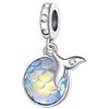 Teleye Ciondolo in argento sterling 925 con perline pendenti a coda di pesce, adatto per la collana del braccialetto Pandora