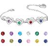 Wamantic Bracciale Donna Argento Personalizzato - Braccialetto Gioielli Bracciali Cuore Regalo Natale Compleanno Regali Festa Della Mamma per Moglie Amicizia (4 pietre portafortuna 4 nomi)