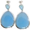 Ravishing Impressions Orecchini a forma di calcedonio, 28 x 23 mm, 8 x 6 mm, in argento Sterling, con pendente a goccia grande, orecchini con pietre naturali blu morbide, fatti a mano, gioielli regalo da donna, 28x23, 8x6