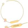 Sakrami Bracciale in Oro 9KT per Bambino o Bambina con Angioletto Rosa o Azzurro Piastrina Incidibile e Scatola Personalizzabile - Idea Regalo per Battesimo Nascita o Comunione (Rosa)