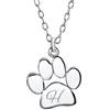 Bling Jewelry Personalizzato Script Iniziale Alfabeto Lettera H Dainty Cane Gatto Animale Domestico Gattino Cucciolo Paw Stampa Ciondolo Collana Animale Gioielli Teen Lucidato .925 Sterling Silver Con Catena Inciso