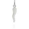 Donipreziosi Ciondolo Smaltato a forma di Corno Portafortuna - Pendente Cornetto napoletano in Argento per Collana o Bracciale Uomo o Donna, Scaramanzia - 3,5 cm Bianco